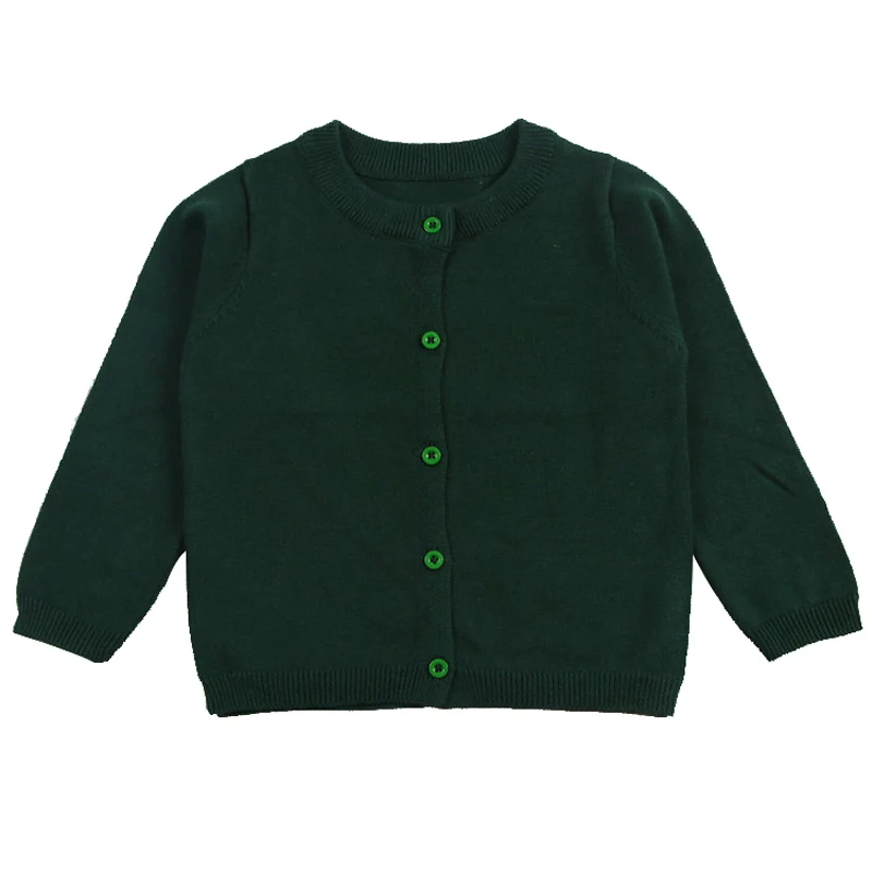 Dark Green Детский кардиган для мальчиков и девочек, Свитера на весну-осень для маленьких девочек, однотонный хлопковый свитер, куртка для мальчиков, детские вязаные свитера для девочек - Цвет: Dark Green
