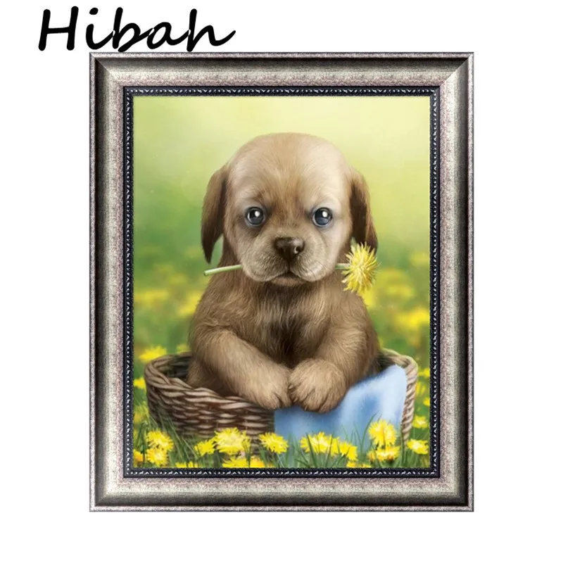 

Hibah, Dog, Diamond Cross Stitch, Wall Decor, Diamond Embroidery, Round Resin Drill, Animal, Rhinestone, DIY, Diamond Mosaic