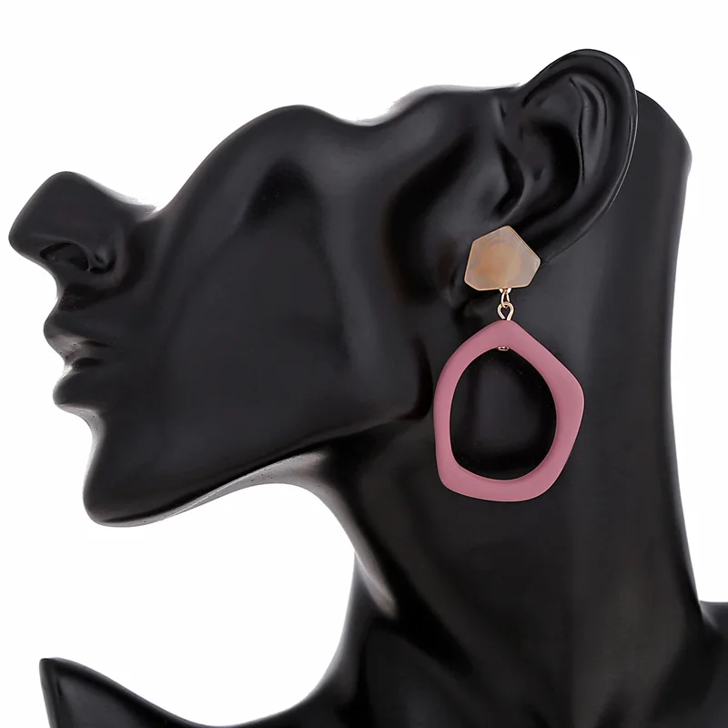 

New Korea Irregular Geometric Acrylic Drop Earrings For Women Temperament Hit Color Resin Marble Dangle Long Big Earrings E672