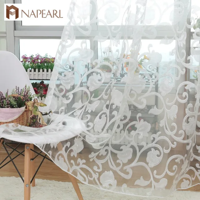 NAPEARL stile Europeo jacquard disegno tulle pannello pura tenda per soggiorno b NAPEARL stile Europeo jacquard disegno tulle pannello pura tenda per soggiorno b