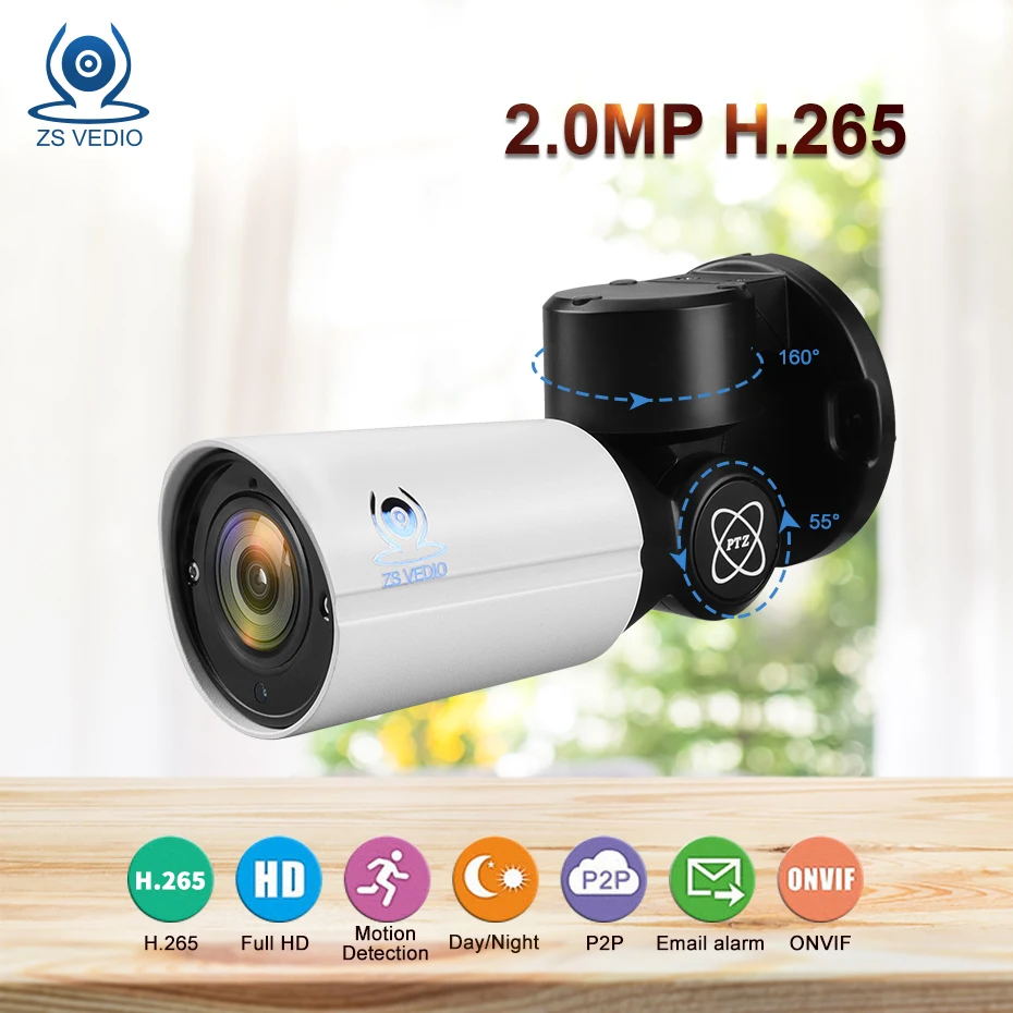 

ZSVEDIO Surveillance cameras IP Camera 2.0MP SONY Mini PTZ H.265 Cloud Storage 4X Optical Zoom P2P CCTV Security Onvif camera
