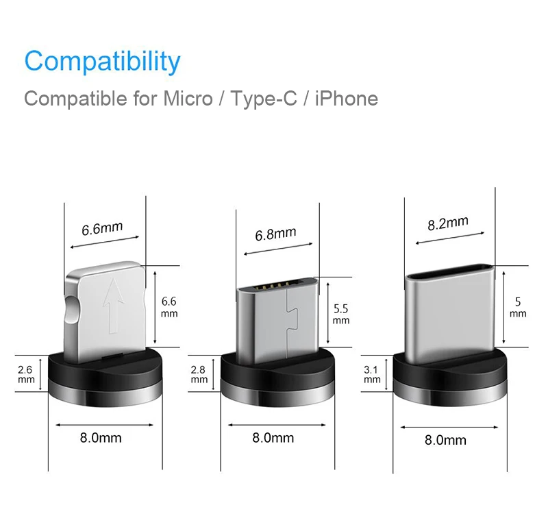 1 м 2 м Магнитный Micro usb type C разъем зарядный кабель шнур для iPhone XS Max 8 Plus для samsung Galaxy S10 E для OnePlus 7 Pro