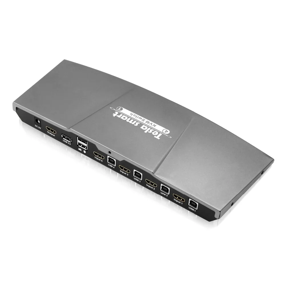 Tesla smart KVM Switch 4 порта USB2.0 KVM HDMI коммутатор Поддержка 3840*2160/4K* 2K IR дополнительный USB 2,0 Unix/Windows/Debian/Ubuntu/Fedora