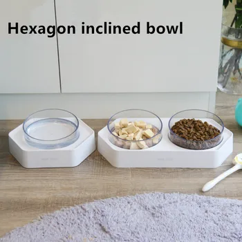 

Pet Cat Bowl Anti-Skid Pet Bowl Protection Cervical Double Bowl For Cats And Small Dogs Supplies Transparent Cat Dog Bowl
