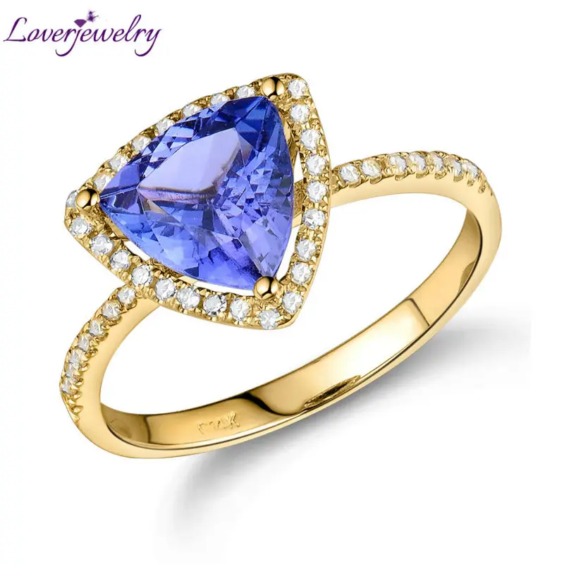 Кольцо LOVERJEWELRY из танзанита привлекательное цельное кольцо 8 мм желтого золота 14