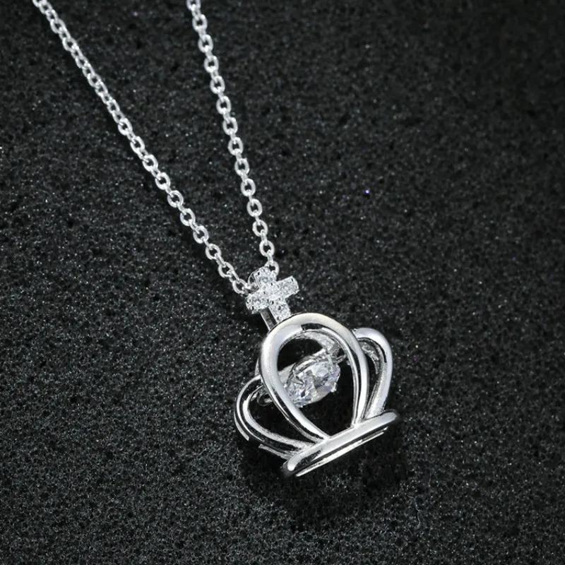 

New Arrivals Real 925 Sterling Silver Statement Necklace For Women Cubic Zirconia Crown Pendant Necklaces Choker Necklace
