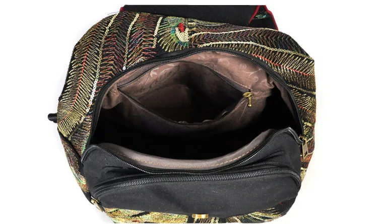pavão lantejoulas grânulos boho nacional bolsa de