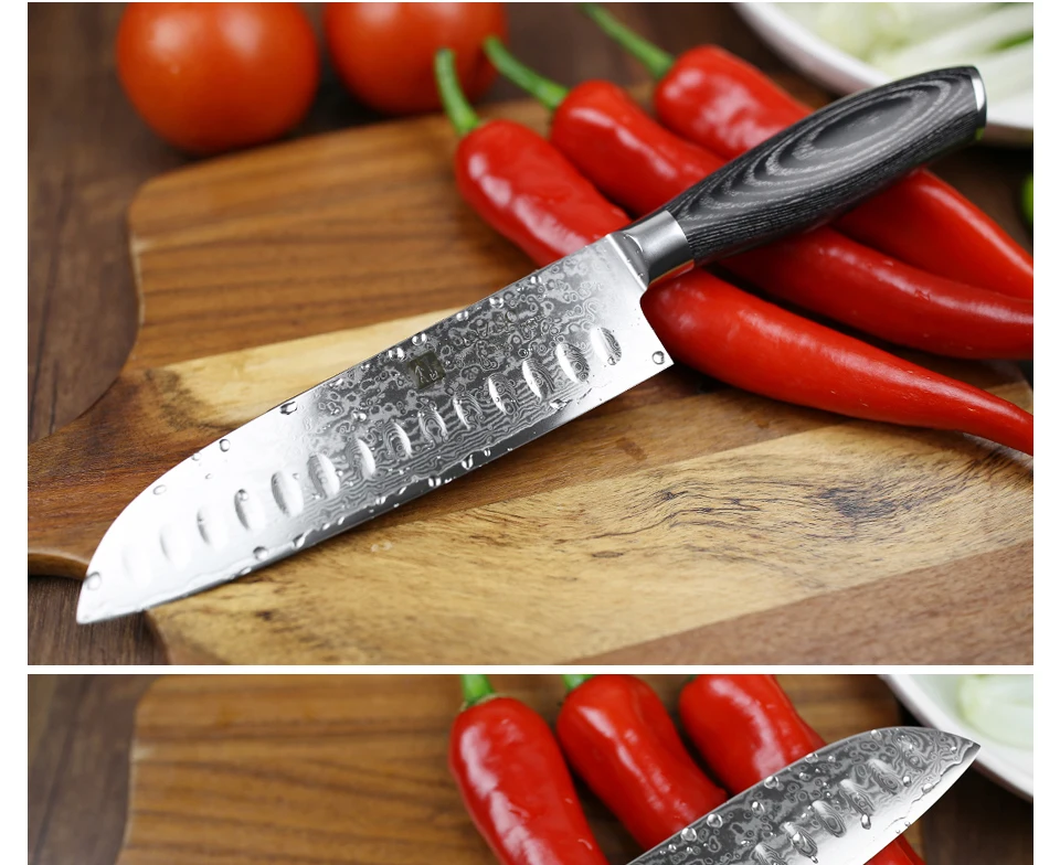 XINZUO " дюймовый нож Santoku 67 слой высокоуглеродистой дамасской стали для приготовления пищи японский кухонные ножи шеф-повара с деревянной ручкой Pakka