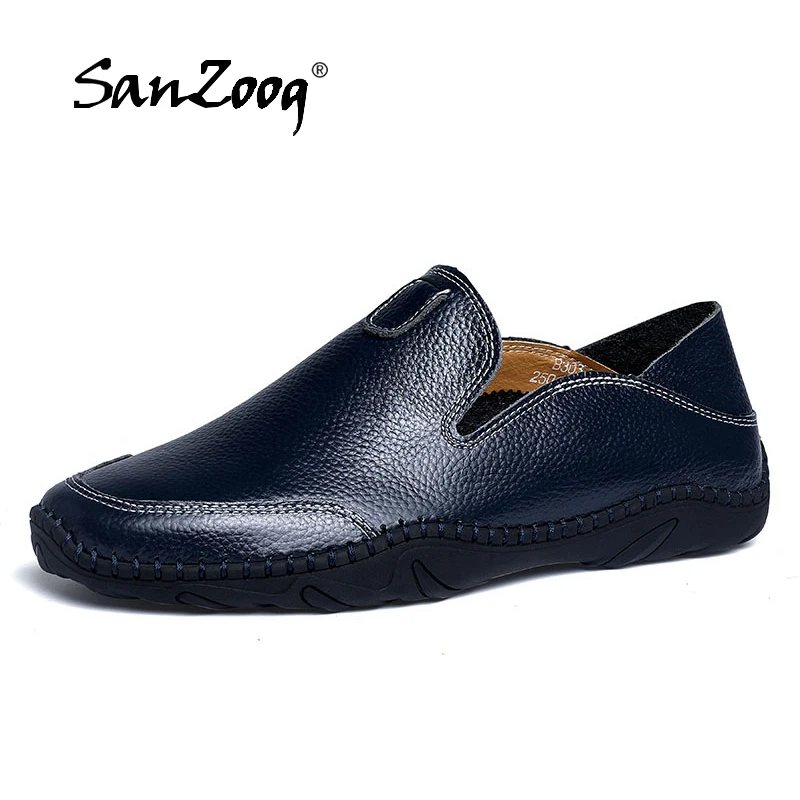 Sanzoog Мокасины мужские кожаные Удобные Мокасины Модные мужские кожаные повседневные туфли дизайнерские Mocasines мягкая обувь для вождения