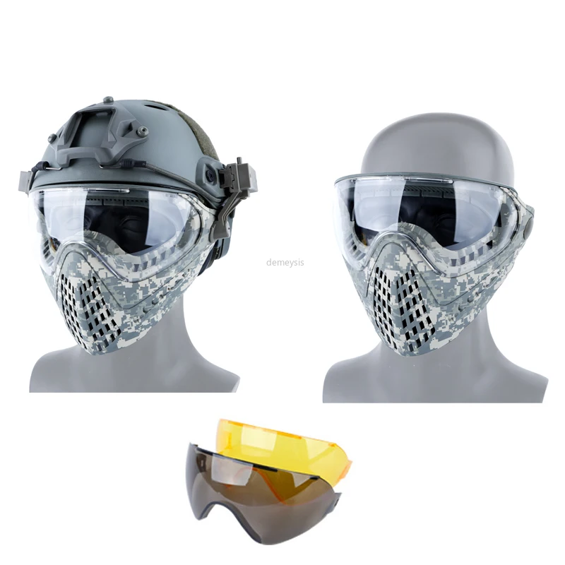 

Military Airsoft Paintball Mask 3 Lens Tactical Helmet Mask Protective Hunting Shooting CS Full Face Airsoft Mask