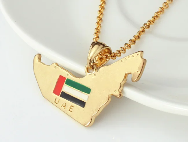 Ожерелье с подвеской в виде карты ОАЭ золотистого цвета|pendant enamel|enamel pendantenamel charms