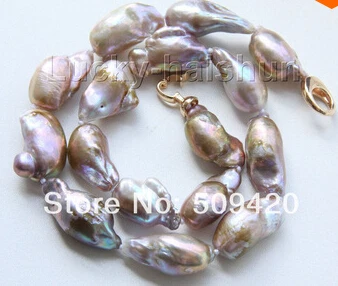 

Free shipping >>@ +luster 18" 26mm purple Reborn keshi pearls necklace