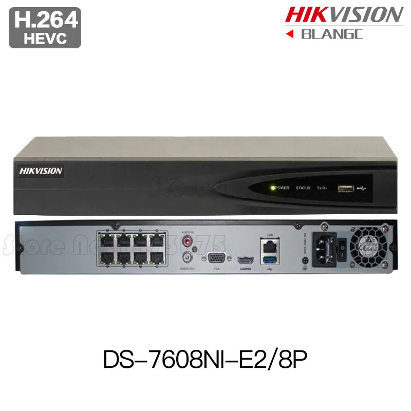 Hikvision POE NVR DS 7608NI E2/8P Original English NVR P2P 8CH 8POE VGA