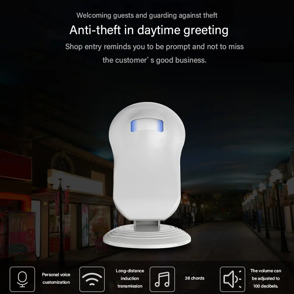 

Wireless Doorbell Store Shop Welcome Motion Sensor Infrared Detector Induction Alarm Door Bell Doorbell
