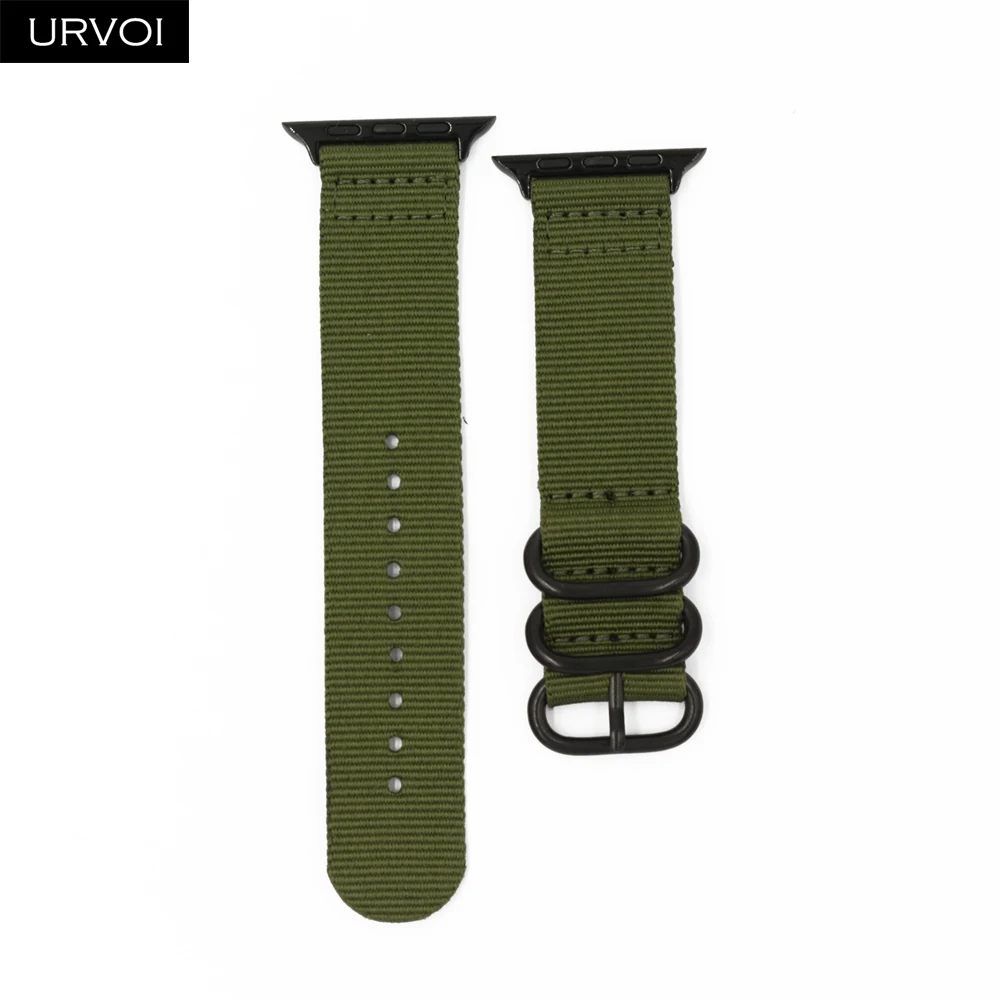 URVOI NATO band для apple watch Series 5 4 3 2 1 лямка из нейлоновой ткани для iwatch двойные кольца цвета современный дизайн с адаптерами - Цвет ремешка: Green