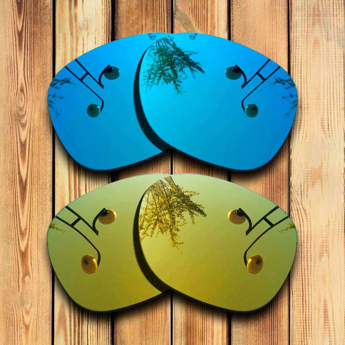 Blue-Yellow Mirrored 2 пары точно вырезанные поляризованные Сменные линзы для Garage Rock Sunglass-много цветов - Цвет линз: Blue-Yellow Mirrored