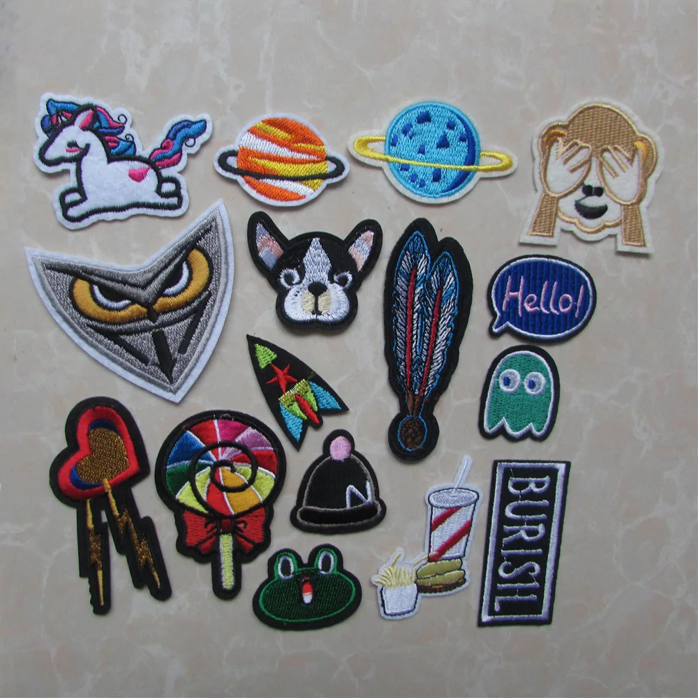 fashion cartoon Patches for Clothing Iron on Embroidered Sew Applique ...