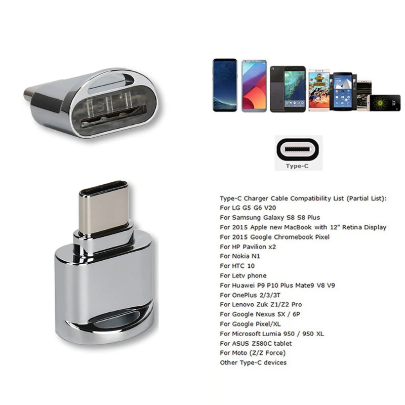 USB 3,1 Тип C OTG Micro SD Card Reader переходник для зарядного устройства G6 huawei P10 MacBook
