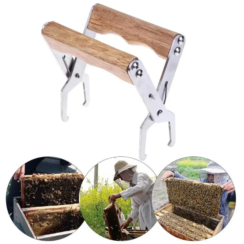 

1pc Beekeeping Tools Wood Handle Stainless Steel Bee Hive Frame Clip Holder Beekeeping Accessory