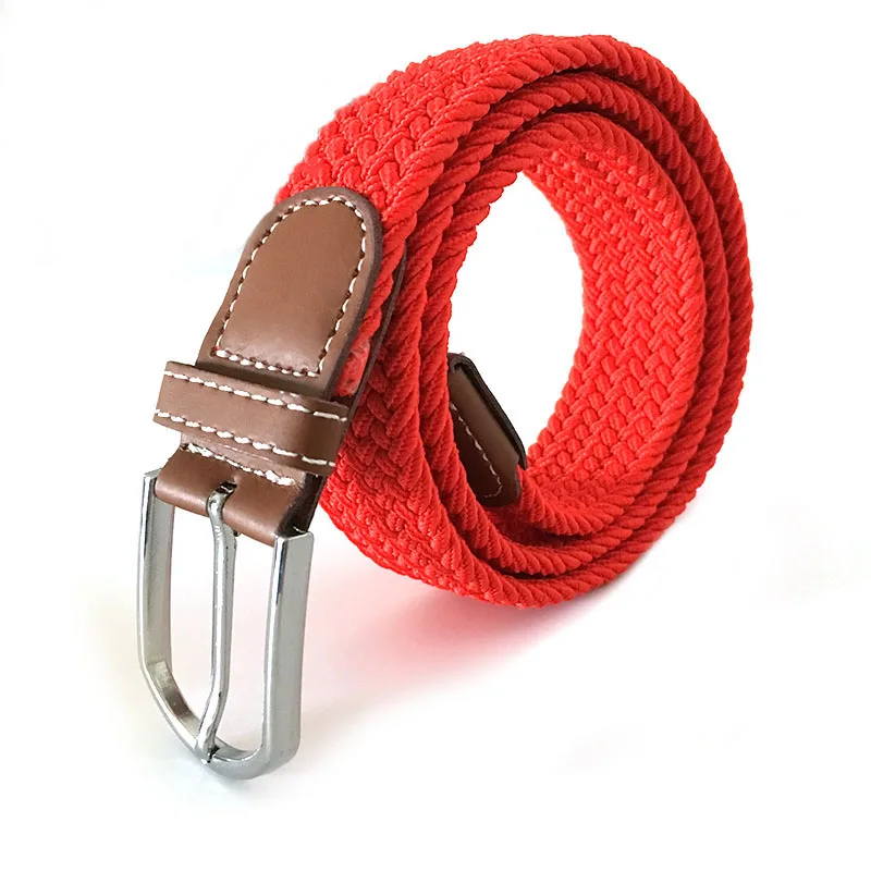 

Seabigtoo Unisex Web canvas belts male female Elastic Braided Men Women Belts Pin Buckles belts men women woven knit Stretch