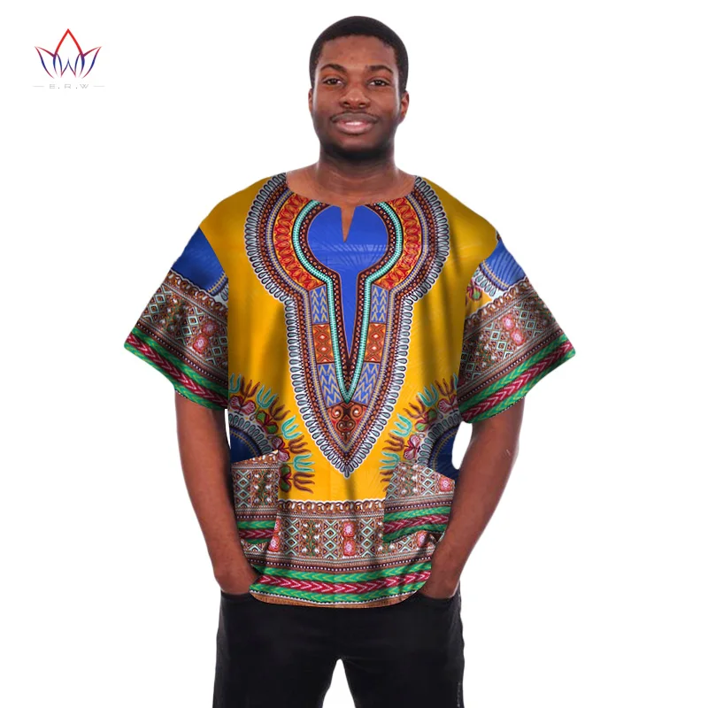 WAWAYA Men Long Sleeve Plus Size African Print Dashiki T-Shirt Tee Tops