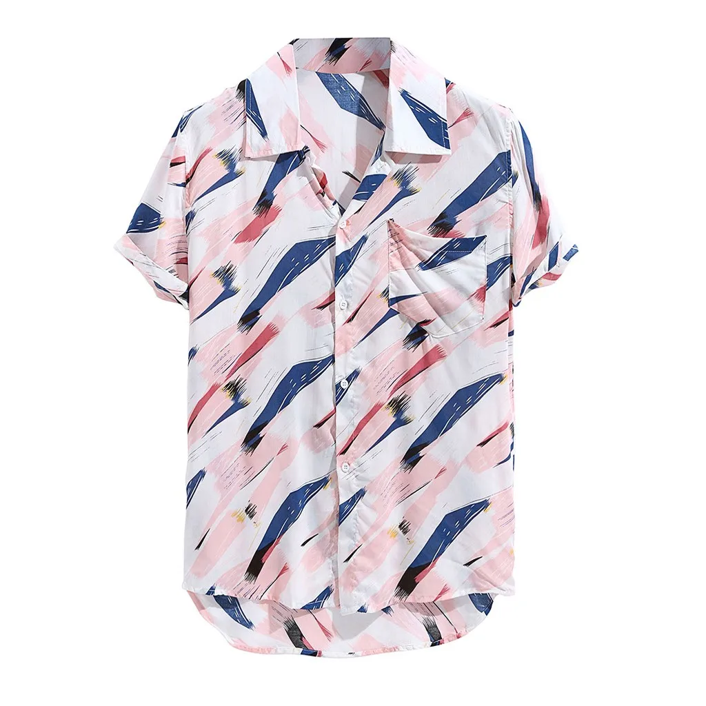 Гавайская рубашка с короткими рукавами и принтом мужская повседневная мужская рубашка уличная Camisa свободная пляжная блузка на пуговицах Топ Camisa masculina