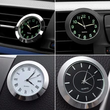 Люминесцентные часы с автоматическим манометром, мини-часы на выходе воздуха для автомобиля, кварцевые часы с зажимом и кнопкой на батарейке, автомобильные часы для стайлинга автомобилей