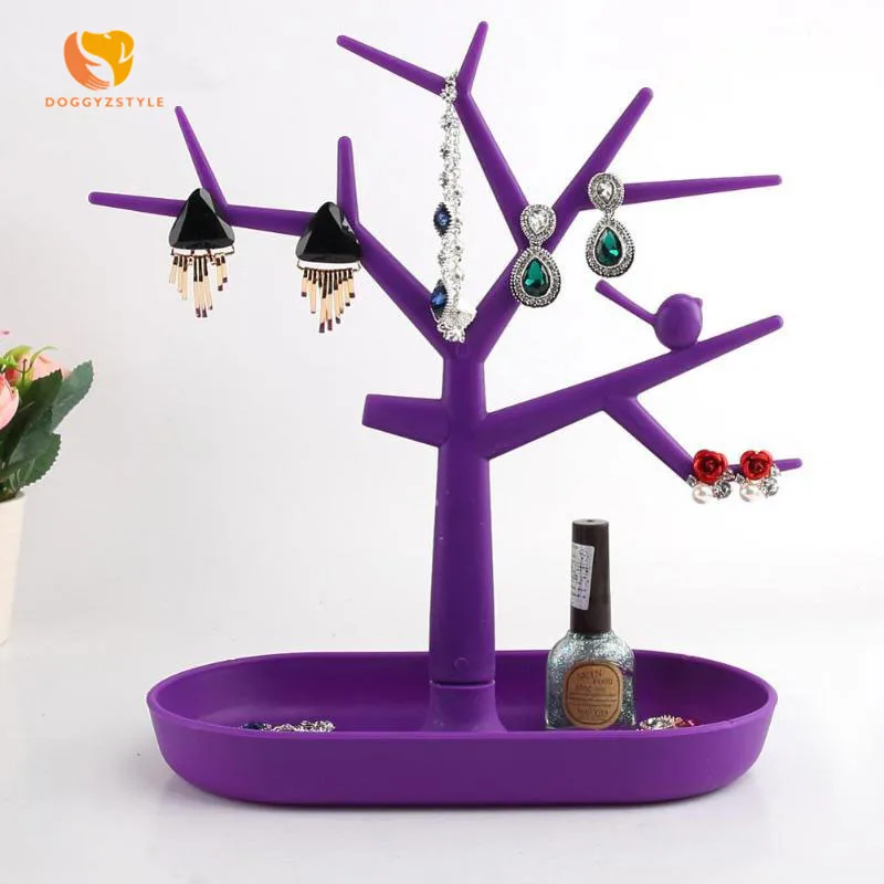 

Jewelry Holder Cosmetic Box Makeup Storage Racks Stand Tray Tree Shape Necklace Earring Display Desktop Saving Space Organizer