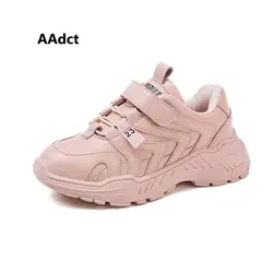 AAdct 2019 натуральная кожа весенняя обувь для девочек спортивные кроссовки повседневная детская обувь для мальчиков Кроссовки Брендовая