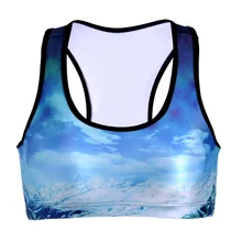 NEW 0075 Summer Sexy Girl Women snow mountain cloud 3D Prints Padded Push Up Gym Vest Top Chest Running Sport Yoga Bras