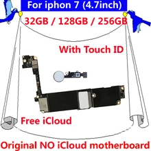 С/без сенсорного ID IOS системная Логическая плата для iphone 7 оригинальная материнская плата 32 Гб 128 ГБ 256 ГБ iCloud разблокированная материнская плата