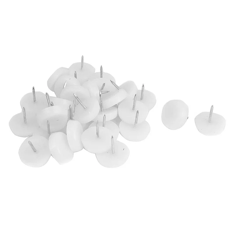 

22mm Dia Cap Anti-Scratch Furniture Glide Nail 30 Pcs White