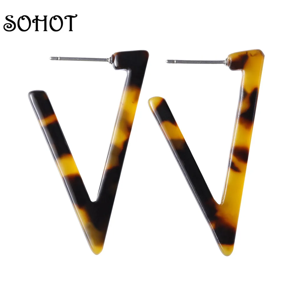 SOHOT New Triangle Women Acrylic Acetic Acid Drop Earrings