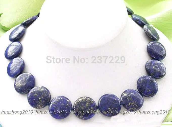 

Wholesale XSZ2018 >>long 18" 12mm coin blue lapis lazuli bead necklace