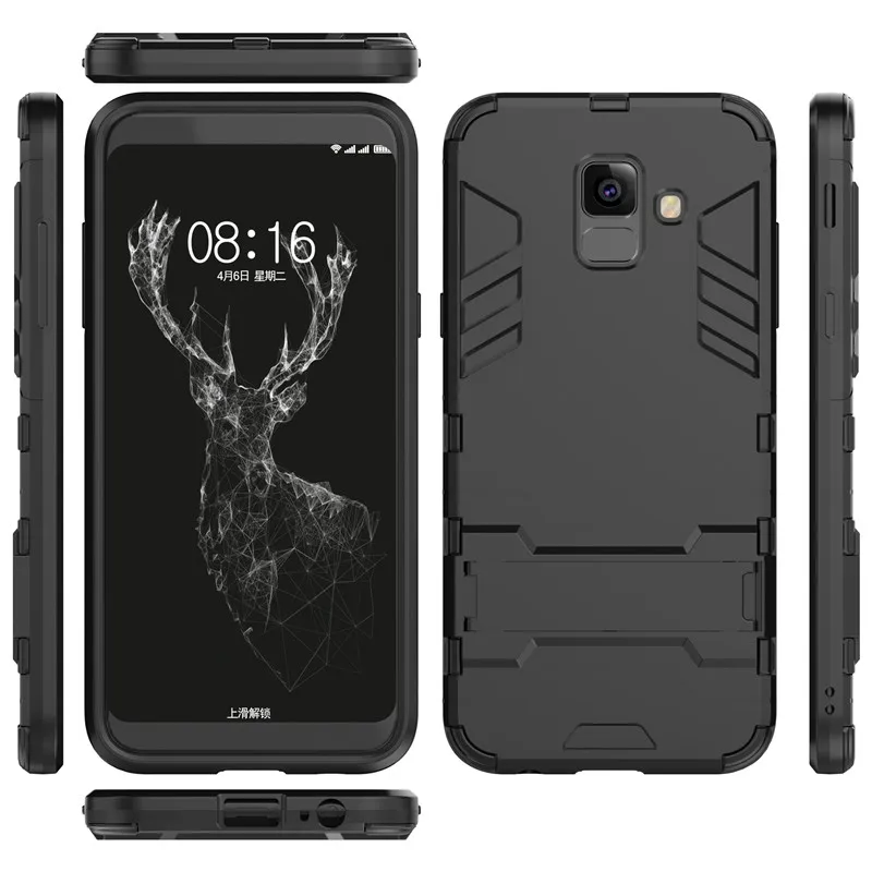 Slim Hard PC+Soft Silicone TPU Rugged Rubber Kickstand Armor Back Case For SAMSUNG Galaxy A6 A6 Plus 2018 Shockproof Cover Capa (35)