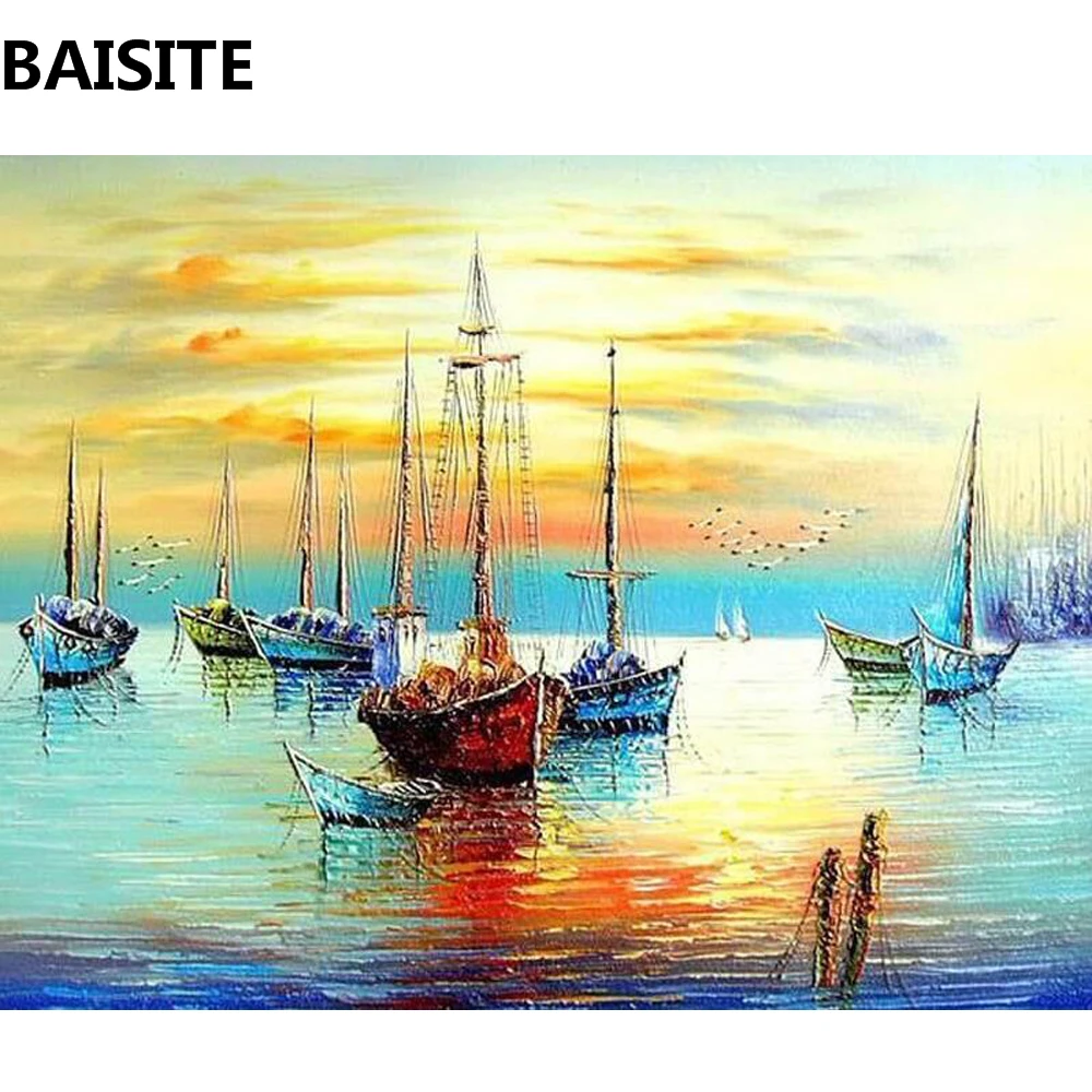 

BAISITE DIY Framed Oil Painting By Numbers Flowers Pictures Canvas Painting For Living Room Wall Art Home Decor S051