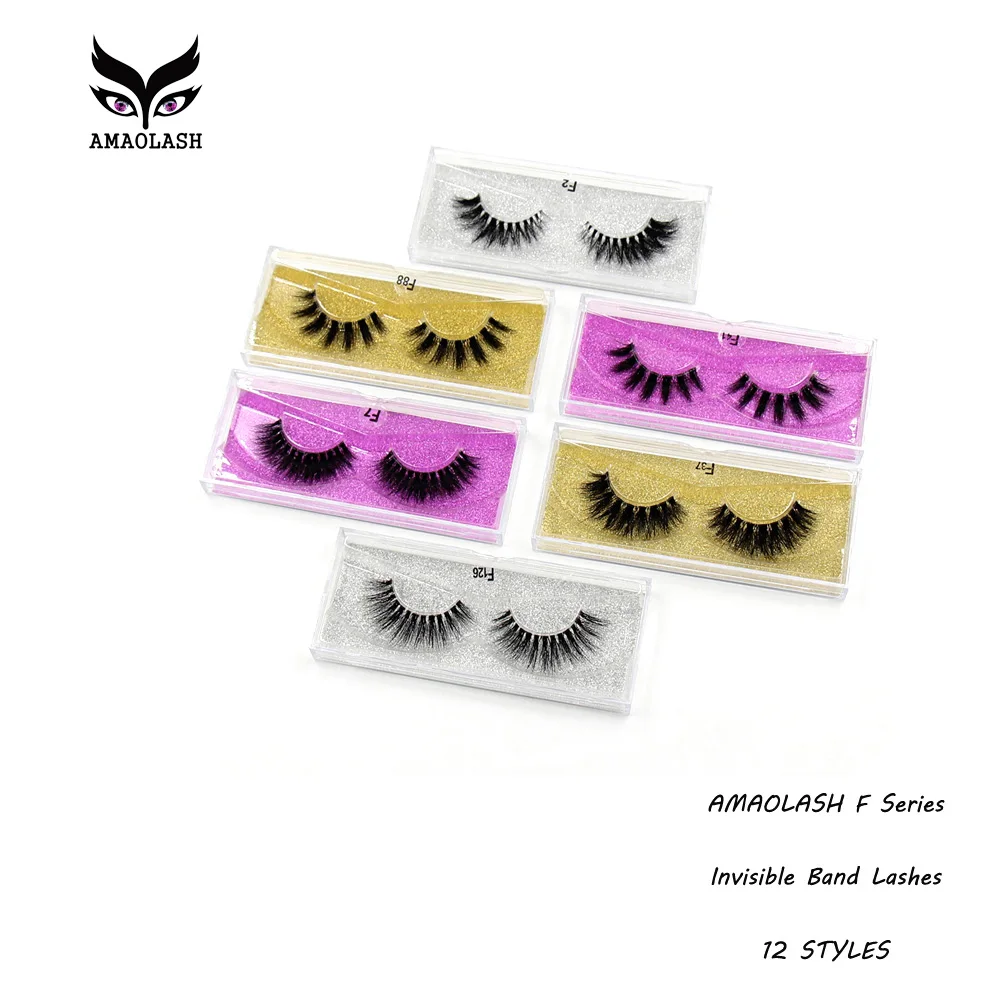 

AMAOLASH Mink Eyelashes Invisible Band 3D Mink Lashes Natural Long False Eyelashes Transparent Band Strip Lashes Make Up