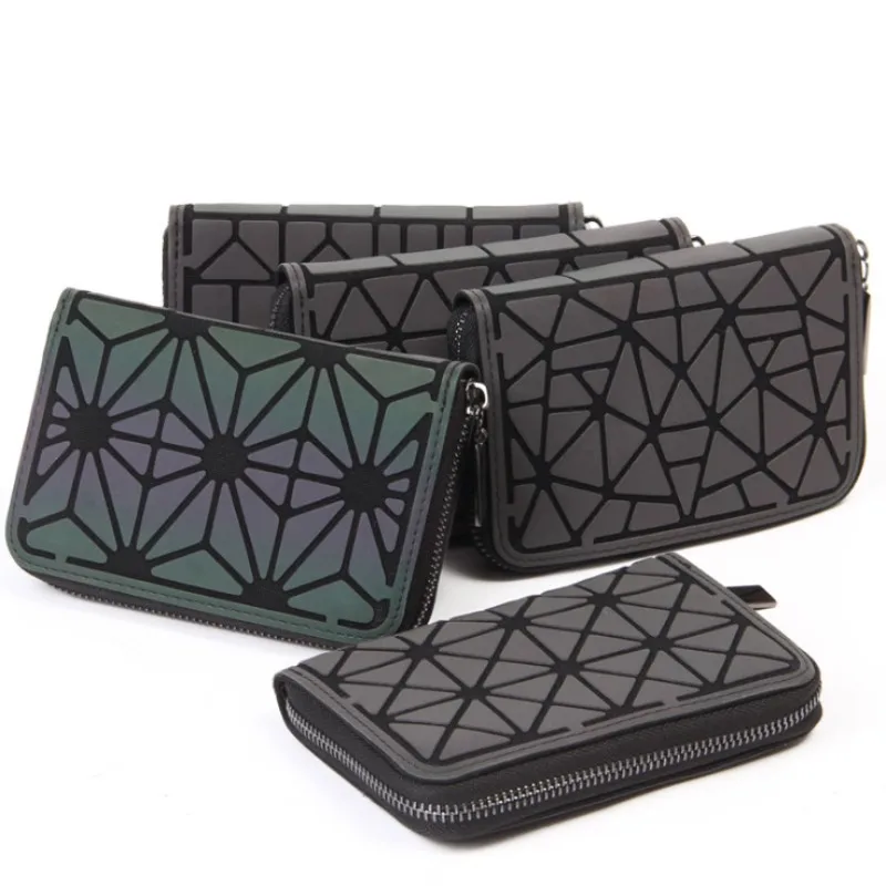 

New Women Short Wallet Clutch Luminous Wallet Diamond Lattice Standard Zipper Wallets Designer Noctilucent Card Holder Purse