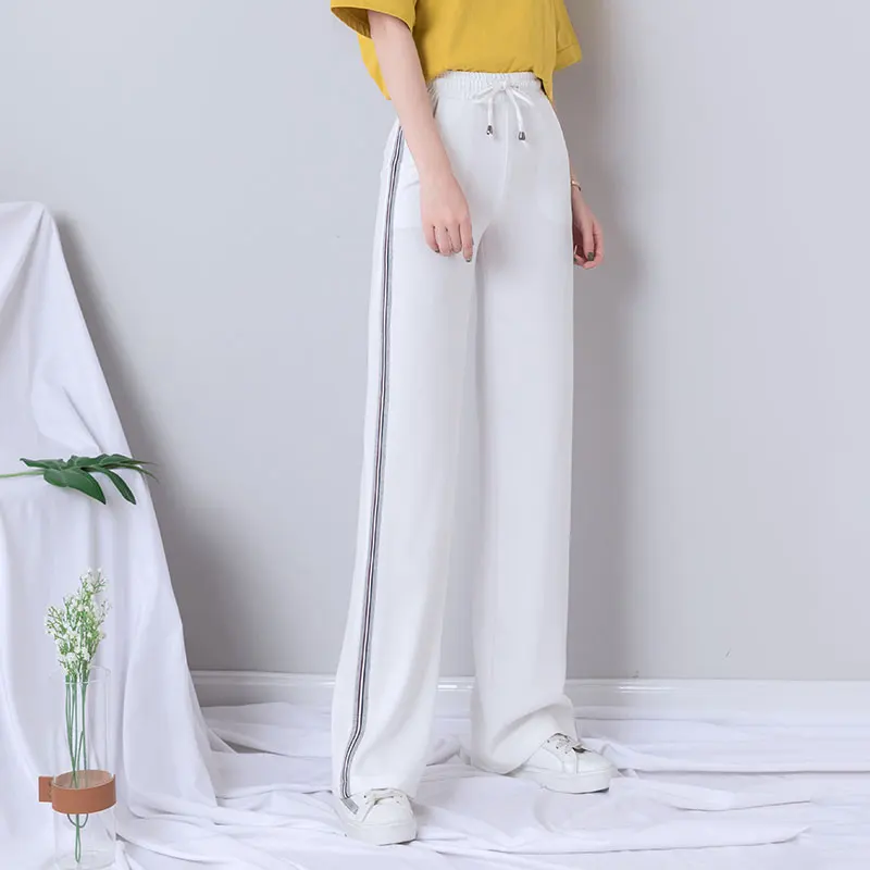 wide leg joggers white