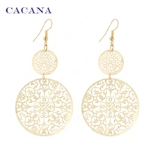 CACANA Dangle Long Earrings For Women Classic Pattern Hollow Round Bijouterie Hot Sale No A339 A340