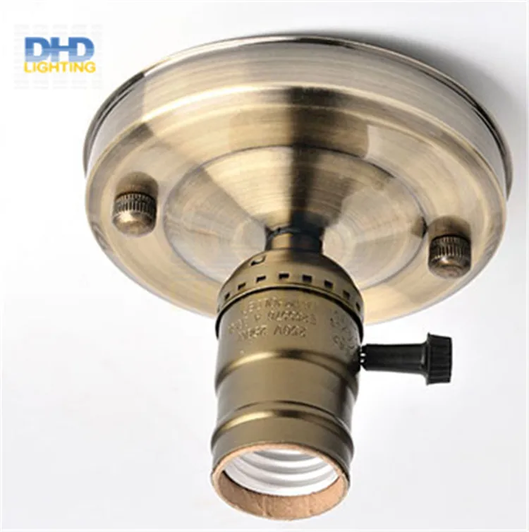 2pcssetE27antiquebrassfinishedwithswitchaluminumlampholder