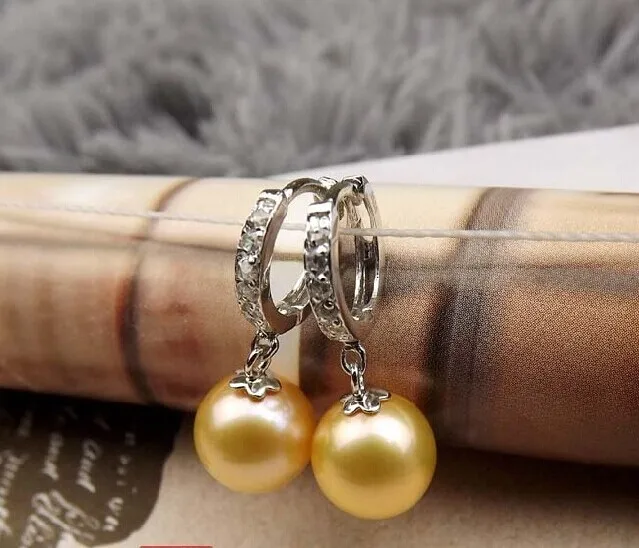 

925 silver real natural big Freshwater pearl earrings Sterling Silver Pearl round light 10mm /925