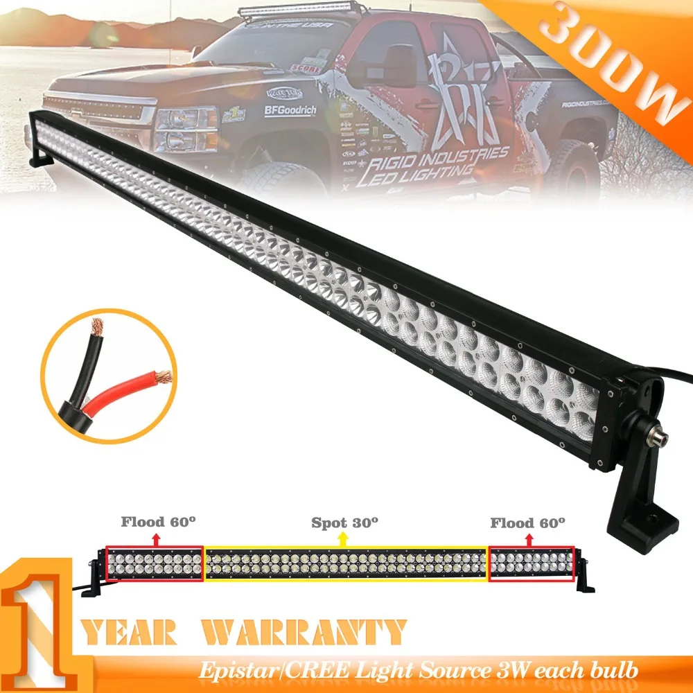 300W LED Light Bar 18000LM Combo Beam for Jeep,ATV,UTE,SUV BLACK 6000K