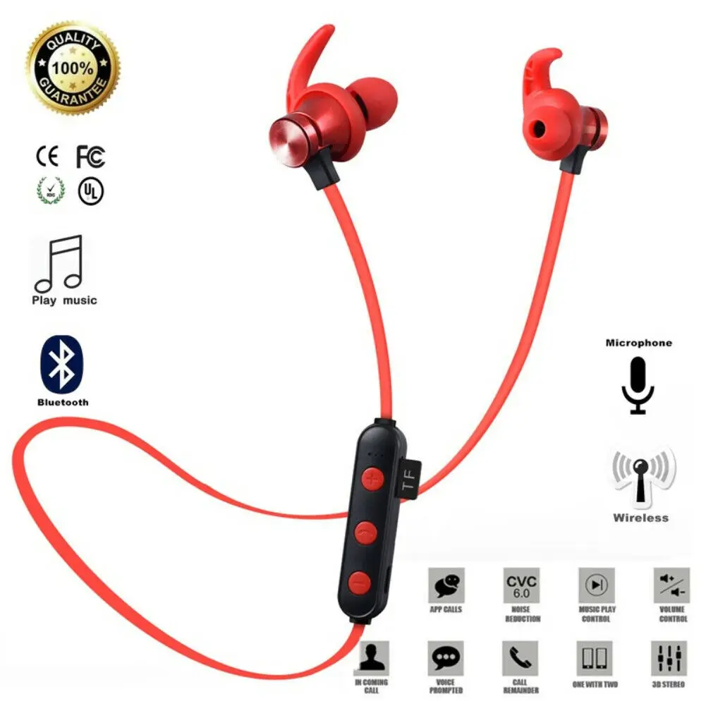 

Bluetooth 4.2 Earphone Magnetic Earbuds Sport Running Wireless Bluetooth Headset With Mic Support TF Card for IPHONE Android