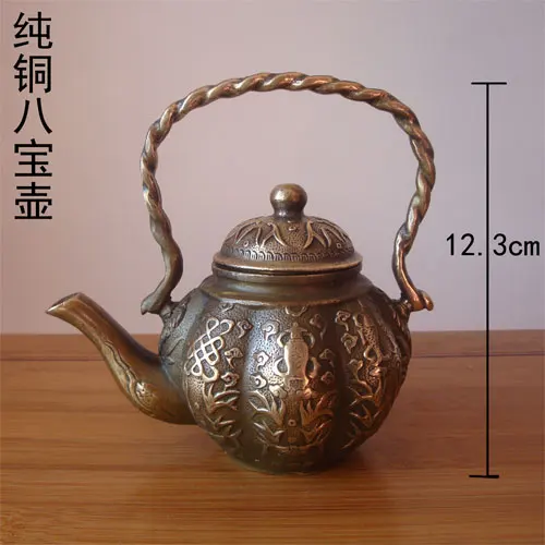 Copper kettle wind Babaohu brass trumpet antique old pot teapot copper ornaments | Дом и сад