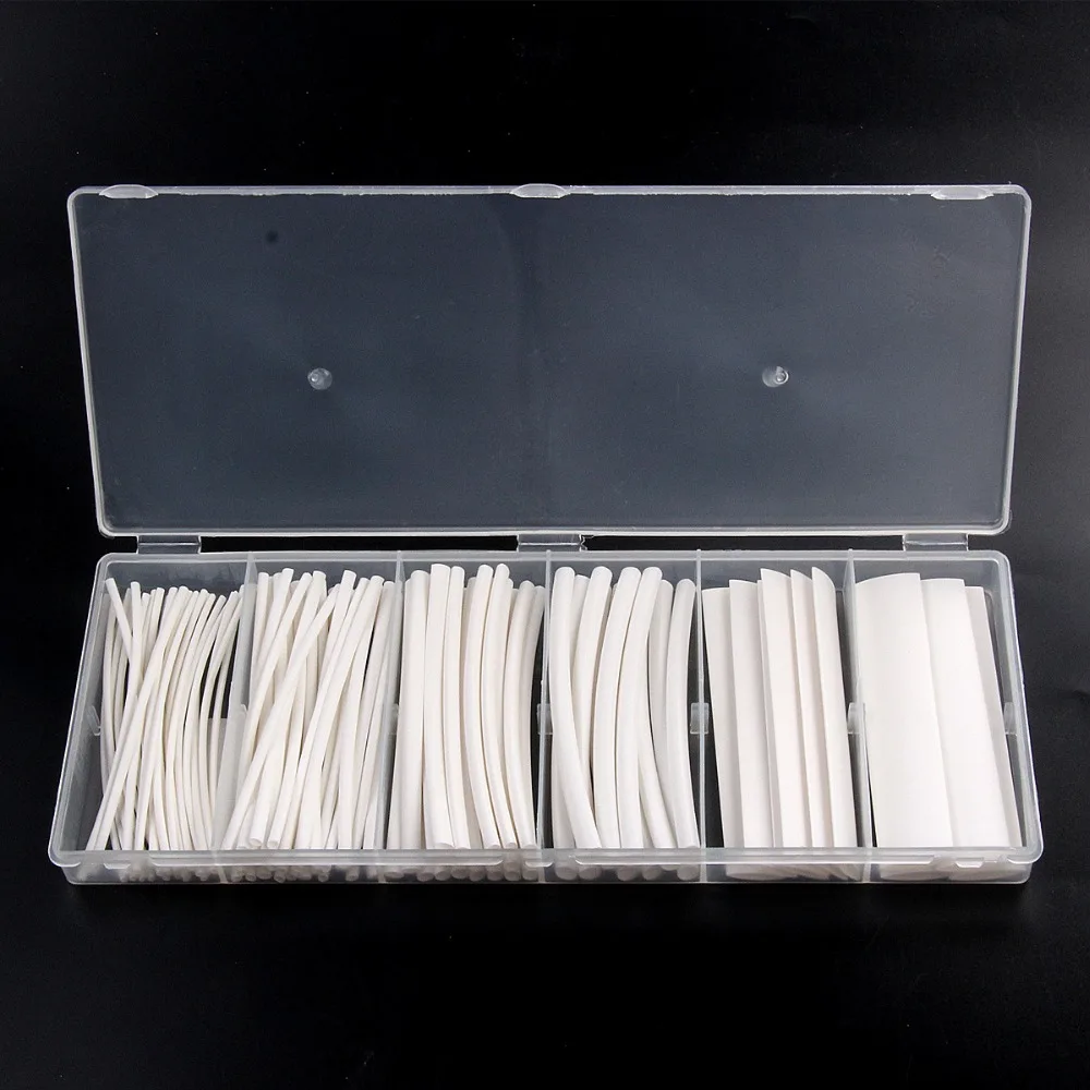 

100Pcs Assorted Halogen-Free 2:1 Heat Shrink Tube Tubing White Wire Cable Sleeving for Wrap Wire Set Tubing Wrap Sleeve