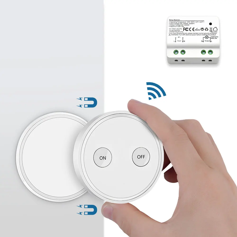 Aliexpress Magnetic Remote Control Wireless Light Switch Magnetic Remote Control Wireless Light Switch 200m Range 2500w Lighting For Lights Lamps On Off No Wire Needed