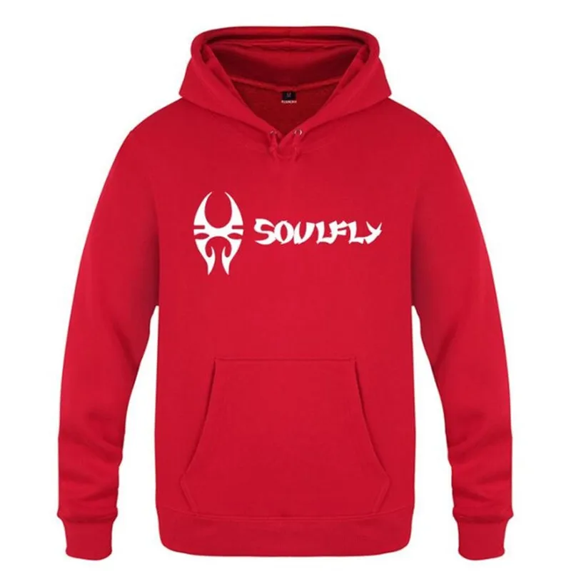 Mens Hoodies Rock Band SOULFLY Printed Hoodie Men Hip Hop Winter Fleece