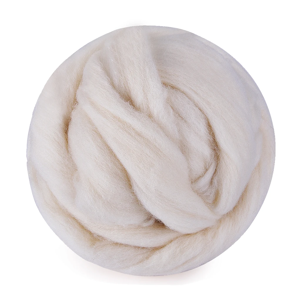 

100g Cream White Needle Felting Wool Soft Felting Wool Tops Roving Spinning Weaving Wool Fiber For DIY Crafts Needlework