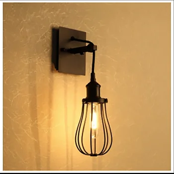 

Vintage Birdcage Shape Droplight Lights Fixtures 220v E27 Edison Bulb Retro wall Lamps for Loft Study Room Wall Light Lamp